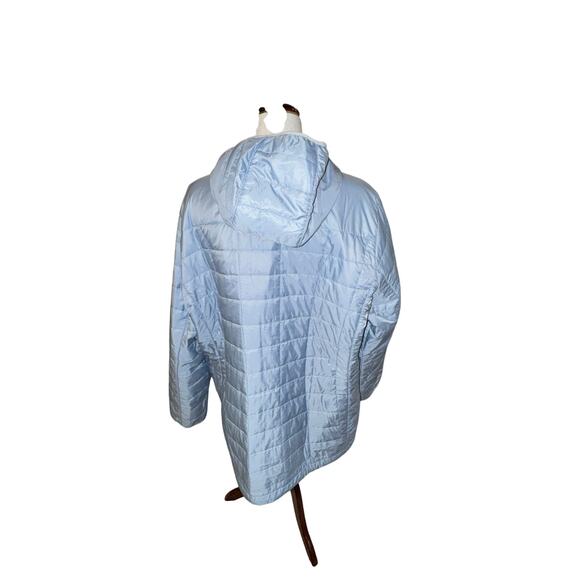 LL Bean Women’s 3X Plus Light Blue Packable PrimaLoft Puffer Jacket Hooded - Picture 5 of 8